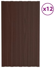 vidaXL Dakpanelen 12 st 80x45 cm gegalvaniseerd staal bruin