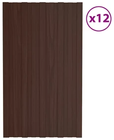 vidaXL Dakpanelen 12 st 80x45 cm gegalvaniseerd staal bruin