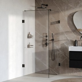 Brauer Void Carving profielloze douchecabine 80x80cm zwart mat