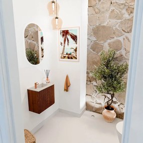 Mondiaz Joya DLux 50cm toiletmeubel ronding rechts ruby met wastafel faye links 1 kraangat opalo