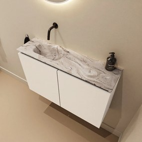 Mondiaz Ture DLux toiletmeubel 80cm talc met wastafel glace links zonder kraangat