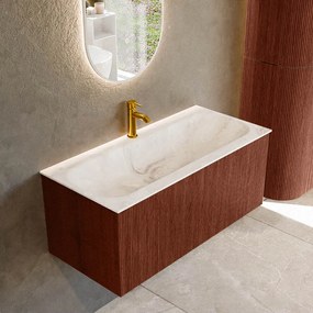 Mondiaz Kurve-dlux 100cm badmeubel ruby met 1 lade en wastafel big medium midden 1 kraangat frappe