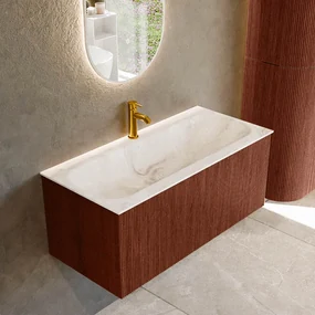 Mondiaz Kurve-dlux 100cm badmeubel ruby met 1 lade en wastafel big medium midden 1 kraangat frappe
