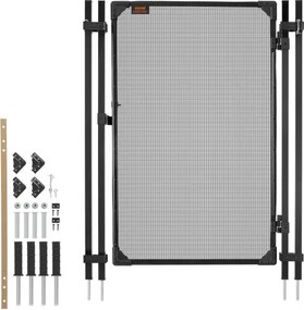 VEVOR Zwembadhekpoort 1,2 x 0,75 m, Deur voor zwembadhek, Kinderveiligheidshek, Veiligheidshekset met metalen bout, 352 g/m² Teslin PVC-doek, Vierkante buis, Afsluitbaar, voor zwembaden, Zwart