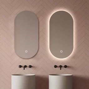 Set van 2 Saniclear Parma ovale spiegels met LED-verlichting en spiegelverwarming 100x50cm