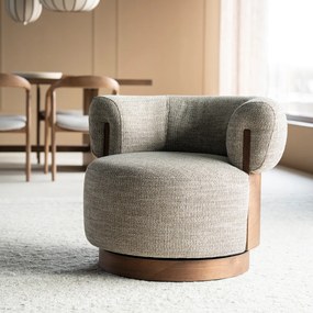 Fauteuil Met Hout Draaibaar Taupe