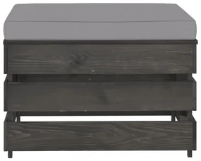 vidaXL Hocker sectioneel met kussen grijs geïmpregneerd hout
