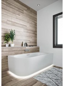 Riho Desire hoekbad - 184x84cm - hoekopstelling rechts - met LED-plint - met chromen badvuller - acryl wit velvet B088008105