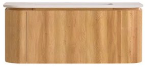 Lambini Designs Eleganza rond badmeubel 120cm acacia met ribbelfront en wastafel zonder kraangat