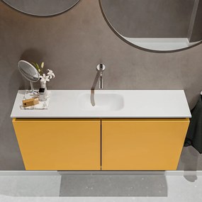 Mondiaz Ture 100cm toiletmeubel ocher met wastafel talc midden geen kraangat