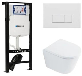 QeramiQ Dely Toiletset - 36.3x51.7cm - diepspoel - rimless - Geberit UP320 plieger inbouwreservoir - softclose toilet zitting 35 mm - mat witte bedieningsplaat - rechthoekige knoppen - wit glans SW1026255 / SW1159505/SW1381697/SW706191