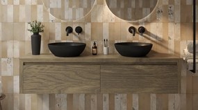 Gliss Design Ares badmeubel 160cm 2 lades ash gray met zwarte waskommen