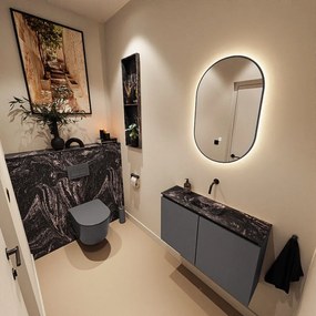 Mondiaz Ture DLux toiletmeubel 80cm dark grey met wastafel lava midden zonder kraangat