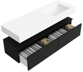 Zaro Alan badmeubel 140cm urban 2 lades met vrijhangende wastafel cloud rechts 1 kraangat talc