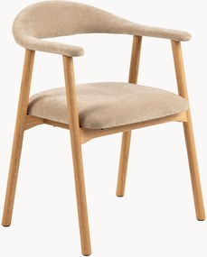Dining armstoelen Addi met eikenhouten poten in chenille effect, 2 stuks