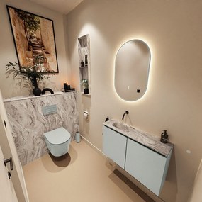 Mondiaz Ture DLux toiletmeubel 80cm greey met wastafel glace links zonder kraangat