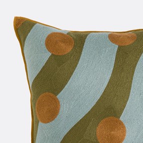 Vierkante kussenhoes 45x45 cm, linnen en geborduurd katoen, TOUMA