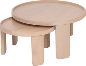 Ronde Salontafel Set Naturel - 70 X 70cm.