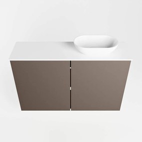 Mondiaz Fowy toiletmeubel 80cm smoke met witte waskom rechts en kraangat