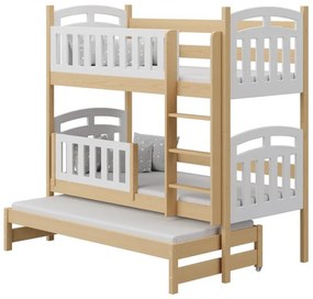 Kinderen Wit  Massief houten driedubbel stapelbed Noah - voor kinderen kinderen junior 5059914055663 Children's Beds Home, 160x80, Geen, 11 cm schuim/