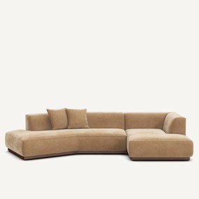 Rechte open hoekbank in stonewashed fluweel, JACOPO