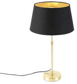Tafellamp goud/messing met kap zwart met goud 32 cm - Parte