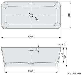 Polysan Leyla vrijstaand bad wit mat solid surface 170x80cm
