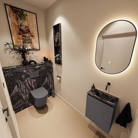 Mondiaz Ture DLux toiletmeubel 40cm dark grey met wastafel lava rechts zonder kraangat