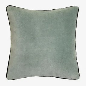 Vierkant Kussen 40x40 Cm In Zarbel Fluweel Licht Blauw Grijs - Sklum