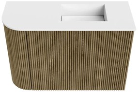 Mondiaz Joya 60cm toiletmeubel ronding links dusk met wastafel faye rechts 1 kraangat talc