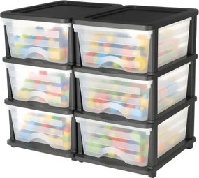 VEVOR Ladewagen Ladekast met 3 Laden (2-pack), Ladekast met wielen Mobiele container van kunststof met doorzichtige containers voor kantoorbenodigdheden Hobbylokalen Klaslokalen
