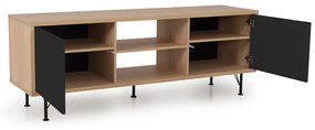Tenzo Flow Tv-meubel Eiken Mat Zwart - 164x44x60cm.