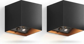 Set van 2 Volterra Up en Down Muurlamp Zwart Oplaadbaar met Bewegingssensor