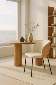 Glacia stoel witte stof met gestoffeerde houten rugleuning