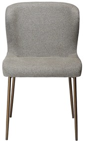 Dan-Form Glam Luxe Eetkamerstoel Boucle Grijsbruin En Antique Brass