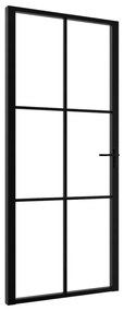 vidaXL Binnendeur 93x201,5 cm ESG-glas en aluminium zwart