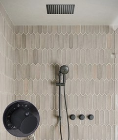 Saniclear Plus Curved inbouw regendouche met inbouw douchekop 30x30cm, glijstang en 2 standen handdouche zwart mat