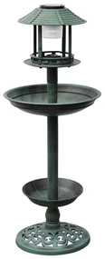 vidaXL Vogelbad/voederhuisje met solarverlichting