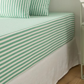 Hoeslaken in katoen rand 30 cm, Soizic groen