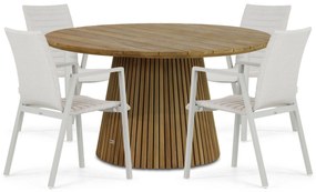 Tuinset Ronde Tuintafel 4 personen 140 cm Aluminium/textileen Taupe  Osmen Joliet/Fungo