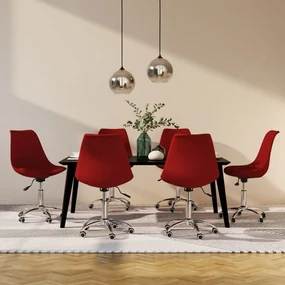 vidaXL Eetkamerstoelen draaibaar 6 st stof wijnrood