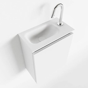 Mondiaz Ture 40cm toiletmeubel talc met wastafel talc links 1 kraangat