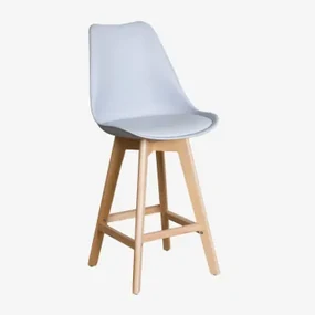Set Van 4 Hoge Krukken 65 Cm Met Kussen In Kunstleer Nordic Grijs - Dolfijn - Sklum