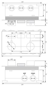 Brauer Gunmetal Edition 3-weg inbouwthermostaat met drukknoppen gunmetal geborsteld PVD