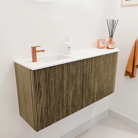 Mondiaz Joya 90cm toiletmeubel ronding rechts dusk met wastafel faye links 1 kraangat talc
