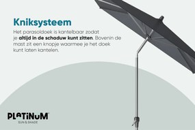 Platinum Riva stokparasol 3 m. rond - Light Grey met voet en hoes