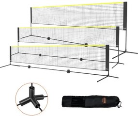 VEVOR Badmintonnet Hoogteverstelbaar Volleybalnet, 5,2 m Opvouwbaar Pickleballnet, Draagbare Tennisnetset met Stokken & Standaard & Draagtas, voor Sport- en Fitnesstraining in de Tuin,