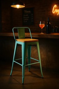 Kruk Torix met rugleuning van natuurlijk hout