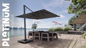 Zweefparasol  3.2 x3.2 m Grijs-antraciet Platinum Beaufort premium