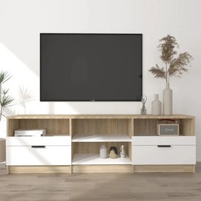 vidaXL Tv-meubel 150x33,5x45 cm bewerkt hout wit en sonoma eikenkleur